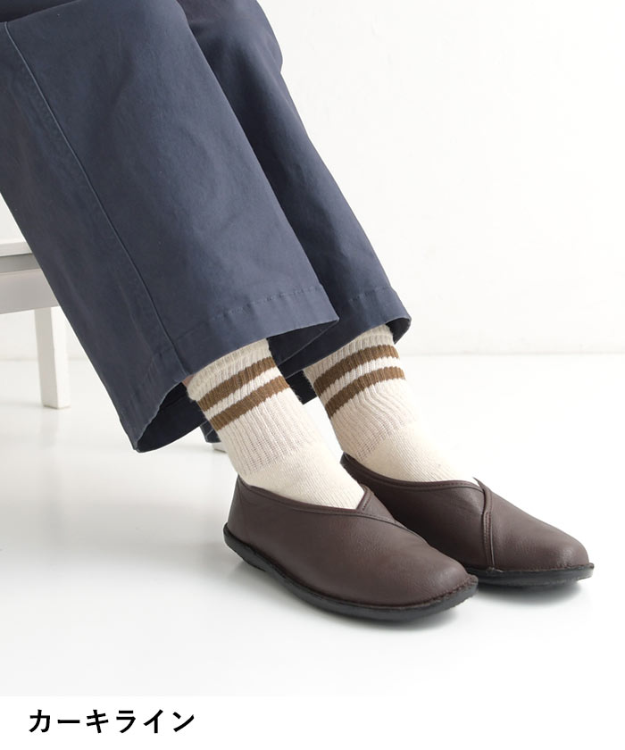 日本製 CANVAS HEMP パイルショート 2足組 ラインソックス ヘンプ麻／カジュアル ...