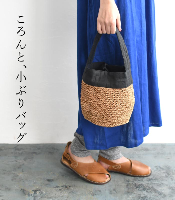 ハンドバッグ レディース 小ぶり Ena Kuam リネン コマ編み バッグ／ カジュアル ...