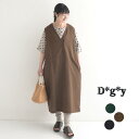 ジャンパースカート D*g*y 綿麻オックス 重ねVネック ジャンスカワンピース コットンリネン/ カジュアル ナチュラル dgy ディージーワイ 体型カバー ゆったり ロング エコロコ レディース sel,/ 春夏 大きいサイズ 24SS0621,