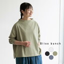プルオーバー カットソー 長袖 レディース ボトルネック 無地 コットン Bliss bunch 綿100%/ カジュアル シンプル ブリスバンチ ロンT ワイド 体型カバー ゆったり トップス エコロコ sel, Ms,Ls,/春 秋冬 24AW0906,