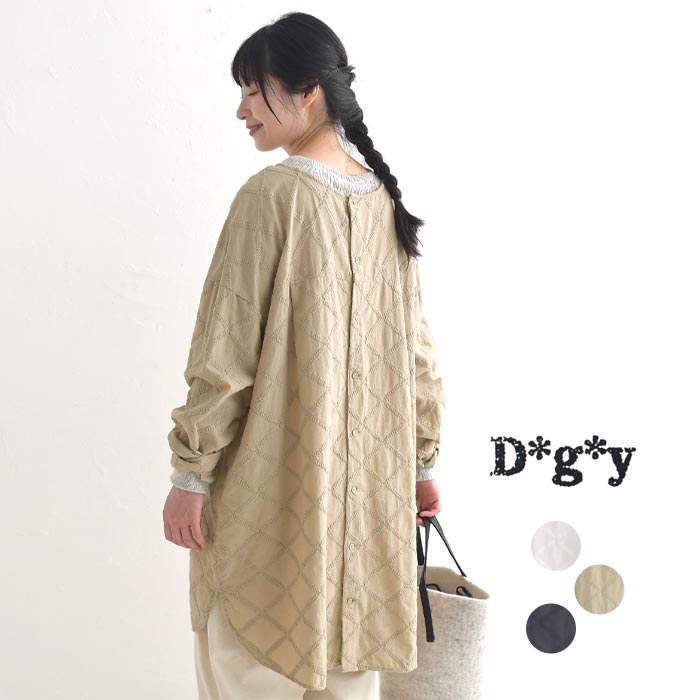 チュニック 長袖 ブラウス シャツ レディース 大きいサイズ D*g*y dgy 綿ローン コットン100％ M〜3L／ カジュアル 2WAY ワイド ディージーワイ 体型カバー ゆったり トップス エコロコ sel, Ms, Ls, LL, 3L,／ 春 秋 冬 24AW0823,
