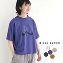 【メール便送料無料】Tシャツ レディース 半袖 綿100% カットソー おしゃれ Bliss bunch/ カジュアル ナチュラル 箔プリント ワイド 体型カバ...