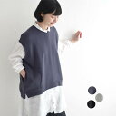 ベスト レディース コットン裏毛 ラウンドポケット 綿100%/ カジュアル ナチュラル シンプル プルオーバー 体型カバー ゆったり トップス おしゃれ 大人可愛い 無地 エコロコ sel, 30代 40代 50代/ 秋冬 25AW0912,