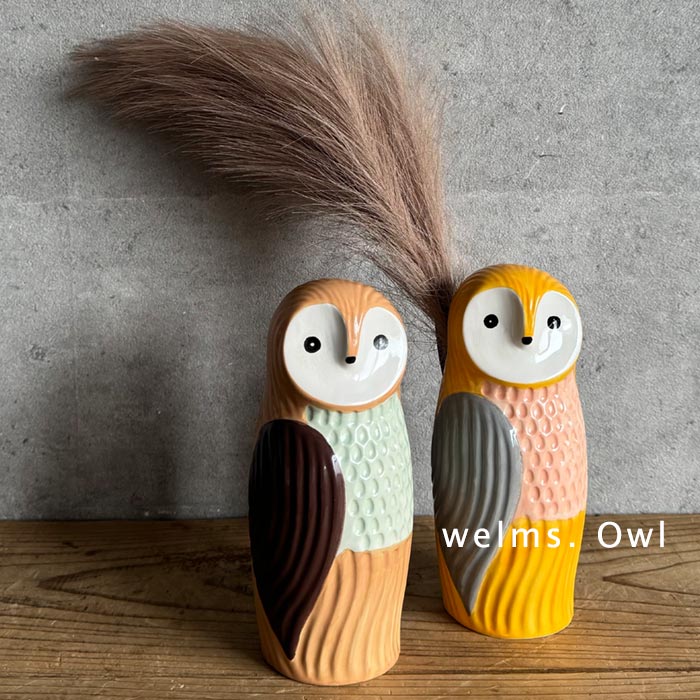 花瓶 フラワーベース ふくろう／ おしゃれ ナチュラル 大人可愛い インテリア 卓上 癒し 置くだけで華やか ギフト プレゼント エコロコ z+, sel,／30代 40代 50代 25AW1204,