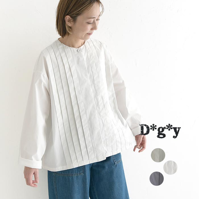 Rakuten - ジャケット D*g*y 綿オックス ストレッチ タックシャツジャケット ／ ハリのあるオックス素材 ノーカラー ライトアウター 大きいサイズ, sel, 体型カバー,エコロコ,／ 春 夏 秋 30代 40代 50代 26SS0319,
