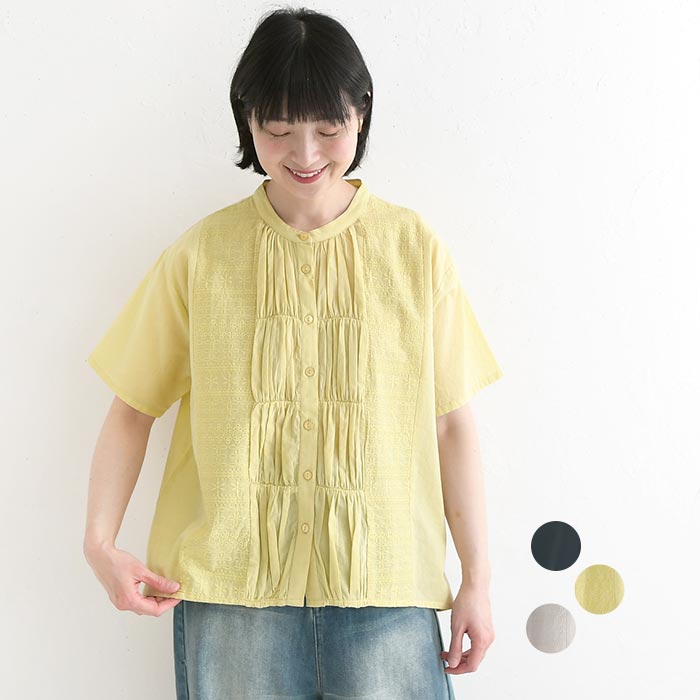 Rakuten - ブラウス カットワークレース インド綿 綿100% ／ コットン ギャザー 涼しい シャツ ゆったり 体型カバー 大きいサイズ sel, トップス, エコロコ, ／ レディース 春 夏 30代 40代 50代 26SS0508,