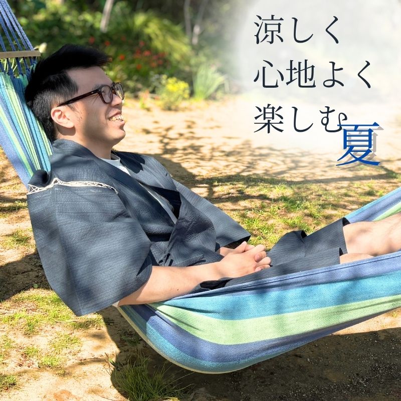 甚平 メンズ 綿100％ しじら織 猫柄 和柄 抜染 オリジナル柄 夏用 涼しい 部屋着 上下セット 江戸てん 猫と花窓 M〜5L 大きいサイズ対応＜黒／紺／グレー／グレーストライプ＞