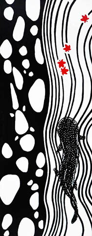 手ぬぐい 日本製 綿100％ 梨園染 注染 オオサンショウウオ 約37×90cm【メール便（ポスト投函便）対応商品】山椒魚/生き物/タペストリー