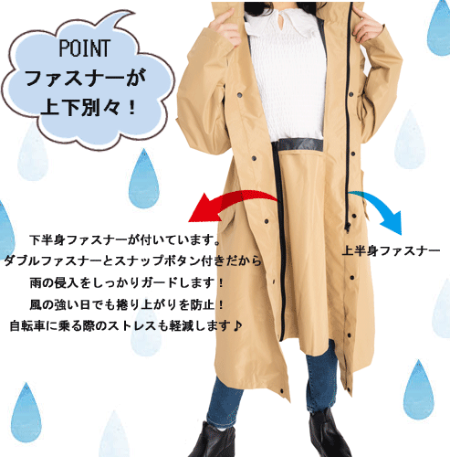 【クーポン配布中&マラソン対象】レインポンチョ ベージュ