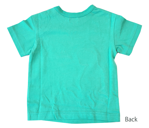 ハッカベビー　hakka baby　ダイナソー　恐竜　グリーン　80cm　90cm　アップリケ　刺繍風　プリント　おしゃれ　かわいい　春夏　夏物　子ども服　子供服　ベビー服　プリントTシャツ　Tシャツ　子供　こども　キッズ　ベビー　ゆうパケット発送OK！