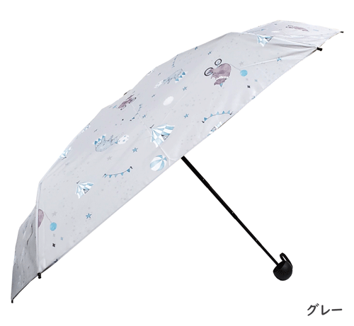 折りたたみ傘　キッズ　サーカス　ぞう　グレー　グリーン　緑　キッズ　子ども　...