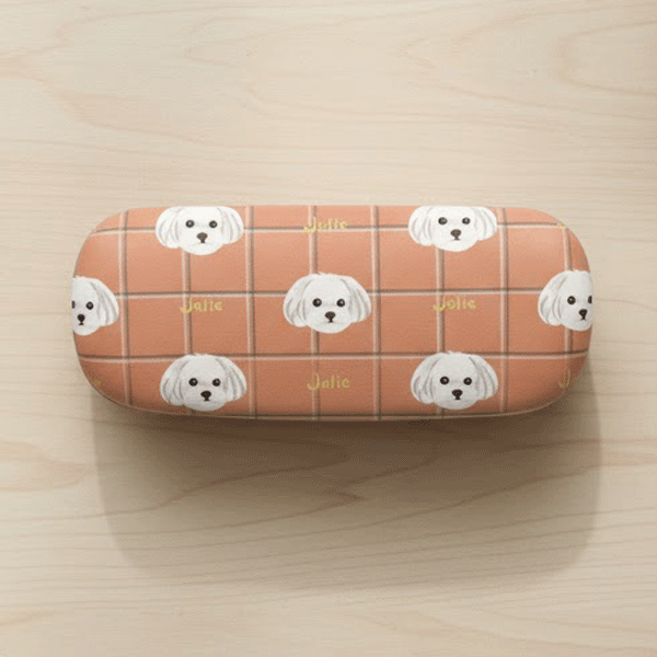 メガネケース　マルチーズチェック　オレンジ　マルチーズ　いぬ　犬　ドッグ　おしゃれ　かわいい　めがねケース　めがね収納　眼鏡　メガネ　めがね　サングラス　老眼鏡　フレンズヒル(4)