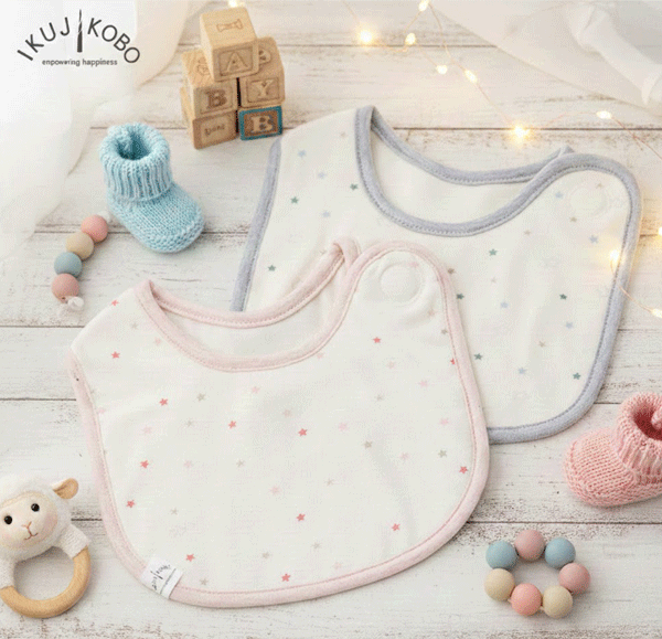 育児工房 IKUJIKOBO スタイ ビブ よだれかけ コンペイトウ 金平糖 ブルー ピンク 日本製 オーガニックコットン 出産祝い ベビーギフト プレゼント 男の子 女の子 ゆうパケット発送OK！