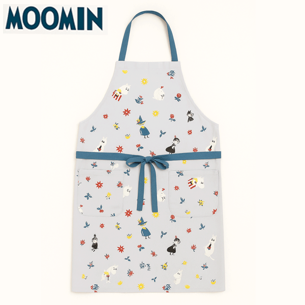 ブルームムーミン ショートエプロン エプロン グレイ ムーミン フローレン ミイ スナフキン 北欧 おしゃれ かわいい 速乾 抗菌加工 静電気防止加工 キッチン 雑貨 母の日 プレゼント フレンズヒル