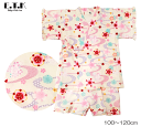 ETK 甚平 女の子 子ども キッズ 波桜柄 オフホワイト 日本製 100cm 110cm 120cm 和柄 さくら柄 七夕まつり 七夕 花火大会 お祭り まつり 縁日 屋台 お遊戯会 保育園 幼稚園 夏 イベント ゆうパケット発送OK!