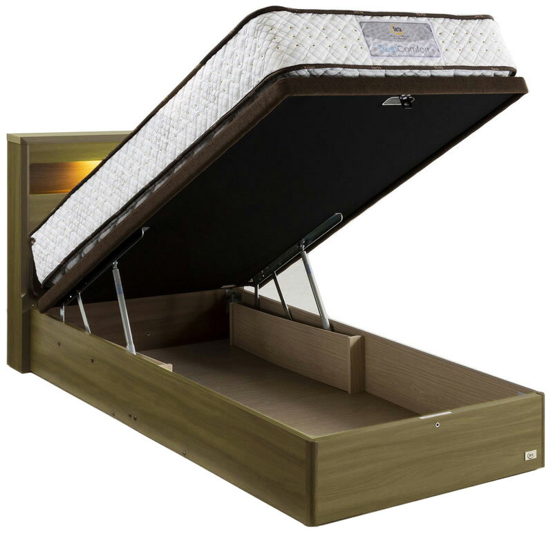 サータ ハリウッド4008 セミダブル DX収納 キャビネット 照明 棚付き・コンセント クラシック 縦型収納 dreambed リフトアップ ガスハッチ 大収...