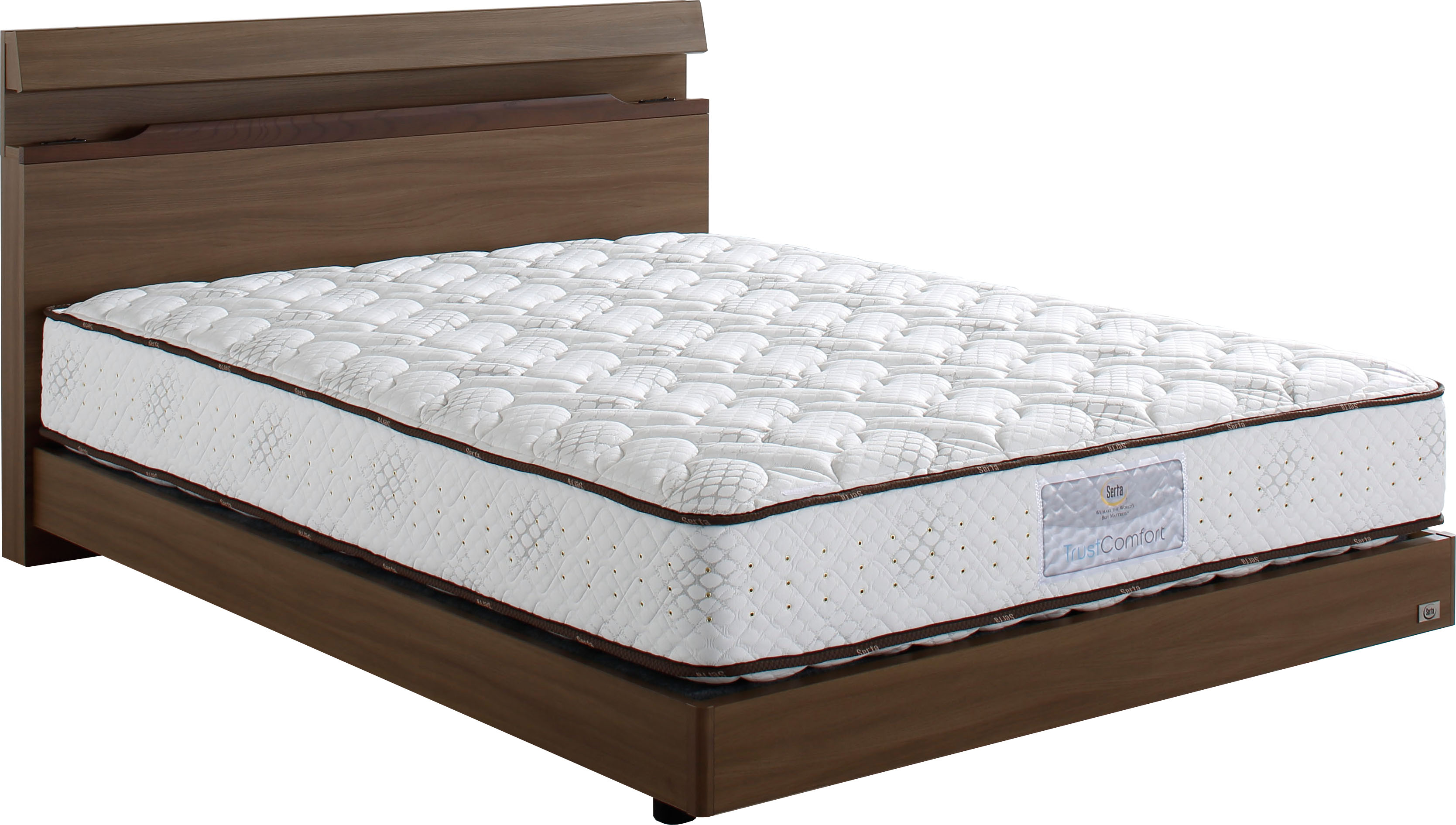 サータ ハリウッド4009 ダブル 照明・棚付き・コンセント クラシック レッグタイプ・脚付き・ステーション ドリームベッド 国産/日本製家具 スモーキーアッシュブラウン ダーク ベッドフレームのみ