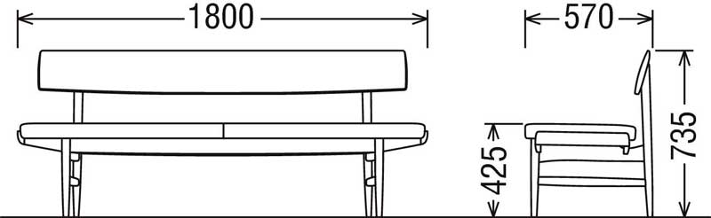 カリモク CU7213 180ベンチ 二人掛け食堂椅子 食卓椅子 ダイニングチェア カバーリング 背もたれ 合成皮革・布張り 選べるカラー オーク・ナラ・楢 ナチュラル karimoku 日本製家具 正規取扱店 木製 単品 バラ売り
