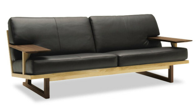 カリモク WU4723 3Pソファ 革張り三人掛け椅子 木製肘掛トリプルソファ 和風縦格子状 和風モダン おすすめ おしゃれ 人気 ダーク ナチュラル オーク ナラ材 ウォールナット karimoku 国産/日本製家具 正規取扱店