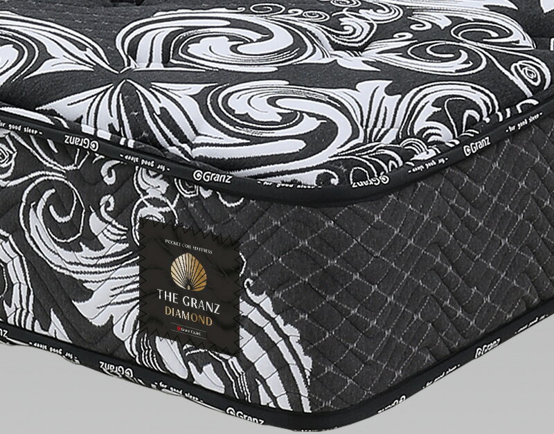 グランツベッド ザ・グランツ ダイヤモンド セミダブル マットレス ポケットコイル ミディアム系 おすすめ ブラック 国産/日本製寝具 防ダニ/抗菌わた・防臭加工 The Granz DIAMOND