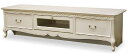フルールDM-WH TV150 TVボード テレビ台 引出し ガラス アンティーク風クラシックブラウン・ホワイト ヨーロッパ風 姫系家具かわいいロマンティクプリンセス ガブリオールレッグ猫足 木製 東海家具(3)