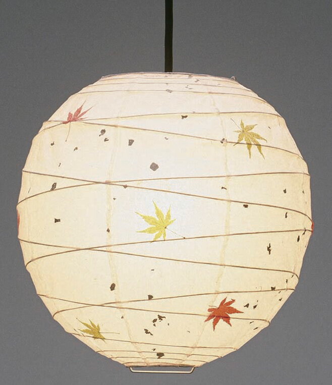 TP-12Mもみじ金粉入り アート ランプ付き和紙ペンダントライト 和風照明 和室 和 モダン 照明器具 ペンダントランプ 天井照明 おしゃれ アジアン ダイニング リビング 和室 あかり インテリア家具 照明 白ホワイト 和風 店舗 住宅用 送料無料 国産/日本製のサムネイル