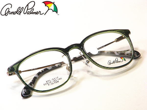Glasses - アーノルドパーマー・超軽量弾力樹脂メガネ【APL-6017-C3】ウルテム　度付きレンズ付・フルリム　送料無料