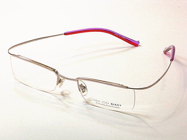 NEW YORK DIARY【NF-1031-C2】ナイロール・度付きレンズ付・チタン　丁番無　男女兼用　日本製