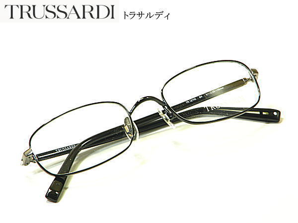 送料無料・トラサルディ【TRUSSARDI】度付きレンズ付【TR-12745-BK】男女兼用　メタル枠　フルリム