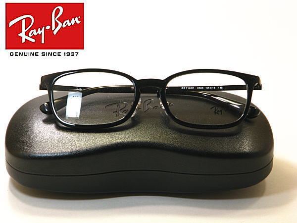 新型Ray-Ban・レイバン【RB7182-D-2000】度付きレンズ付・保証書付・黒セル枠・ブランドメガネ