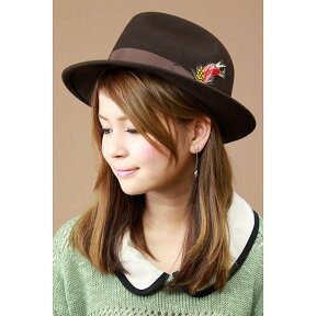 ＼本日クーポン利用で10%OFF／ ハット メンズ New York Hat ( ニューヨークハット ) 帽子 ワイドブリム中折れハット The Fedora フェルトハット ブラウン 茶 ( カワイイ 秋冬 ぼうし ファッション ハット 中折れ帽 フェルトハット 小物 トレンド 通販 楽天 )