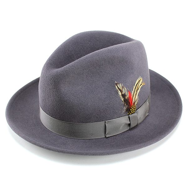 楽天ELEHELM帽子通販専門店＼期間限定クーポン利用で10％OFF対象／ ハット メンズ New York Hat （ ニューヨークハット ） 中折れ帽子 帽子 ワイドブリム中折れハット The Fedora フェルトハット グレー （ カワイイ 秋冬用 秋冬商品 ぼうし ハット 30代 40代 フェルトハット トレンド 羽根飾り ）