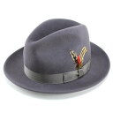 ニューヨークハット ＼告知◇クーポン利用で10%OFF／ ハット メンズ New York Hat ( ニューヨークハット ) 中折れ帽子 帽子 ワイドブリム中折れハット The Fedora フェルトハット グレー ( カワイイ 秋冬用 秋冬商品 ぼうし ハット 30代 40代 フェルトハット トレンド 羽根飾り ) 送料無料