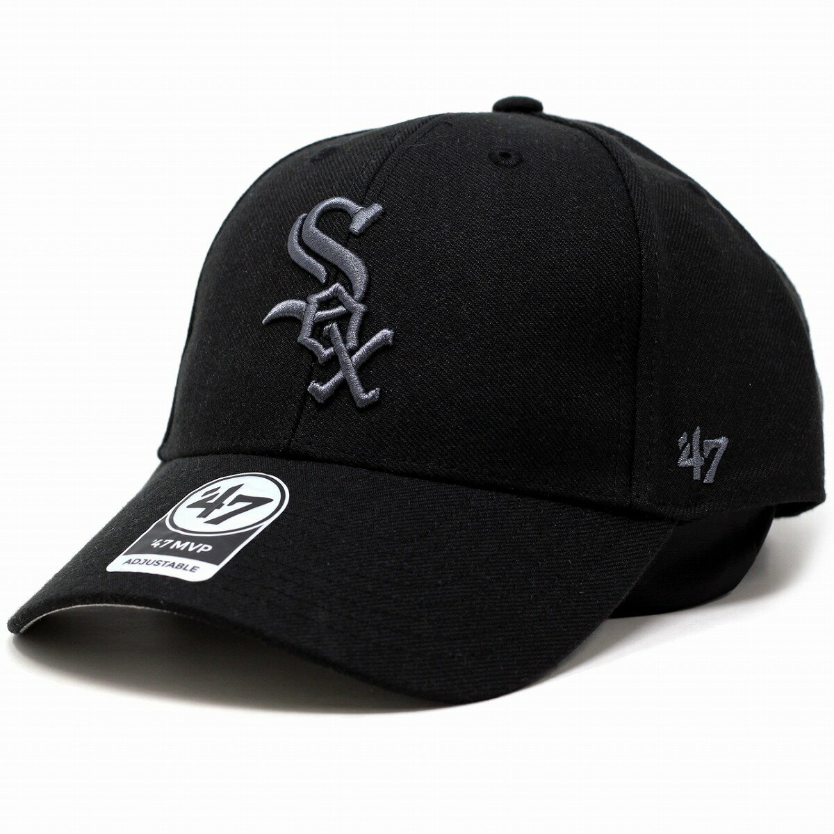 キャップ 47brand 47キャップ 春夏 秋冬 ホワイト ソックス フォーティーセブン マジックアジャスター ツイル生地 White Sox 039 47 MVP Black x Charcoal Logo ブラック チャコール 10代 20代 30代 40代 誕生日 プレゼント 父の日 baseball cap