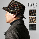 ハウスチェック ハット ダックス サハリ メンズ DAKS 紳士 帽子 チェック ウール ハット サファリハット タータン サハリハット ベージュ / グリーン...