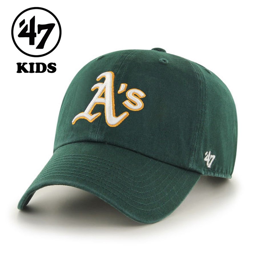 ＼期間限定クーポン利用で5%OFF／ キッズ キャップ KIDS 47brand オークランド・アスレチックス フォーティーセブン ブランド クリーンナップ 子供 Athletics Kids '47 CLEAN UP ベースボールキャップ 緑 ダークグリーン 子ども 誕生日 甥っ子 姪っ子 孫 プレゼント