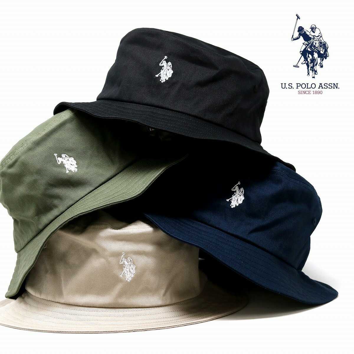 バケットハット メンズ Cotton Bucket U.S.POLO ASSN. ユーエスポロアッセン ハット サファリハット 帽子 レディース 59cm / カーキ / ネイビー / ベージュ / ブラック 誕生日 プレゼント クリスマス ギフト ラッピング無料 メール便無料 [ bucket hat ]