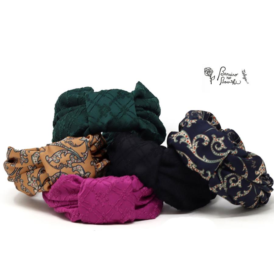 レディース カチューシャ かわいい 秋冬 ギャザーカチューシャ ボタニカル柄 ヘアアクセサリー バラ色の帽子 ヘッドドレス ターバン風 ブランド ヘアバンド /...