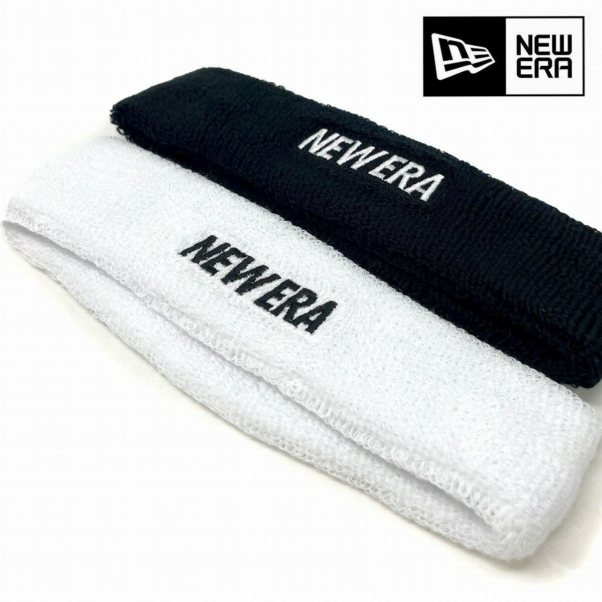 ヘアバンド メンズ ニューエラ ロゴ New Era HEADBAND ヘッドバンド パイル地 フリーサイズ スポーツ ヘアバン ロゴ ヘアアクセ / ホワイト ブラック 誕生日 ギフト プレゼント ラッピング無料 メール便無料 [ head band ]