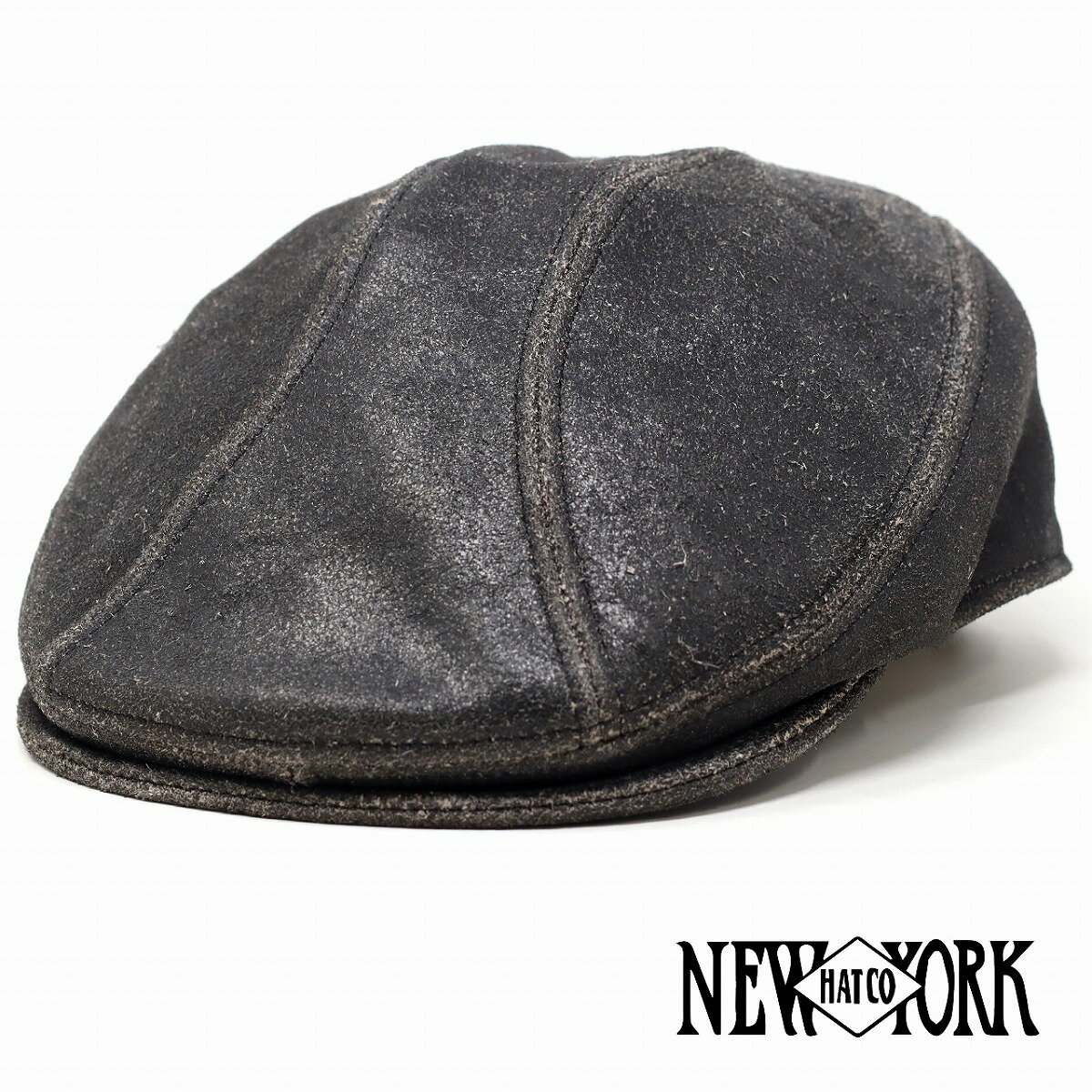 ニューヨークハット ニューヨークハット ハンチング 帽子 メンズ レザーハンチング帽子 new york hat レザーハンチング メンズ アンティークレザー 1900 9255 牛革 ブラック ( ハンチング帽子 秋冬用 秋冬商品 帽子 ぼうし コーデ 30代 40代 ) 父の日 プレゼント 誕生日 クリスマス [ ivy cap ]