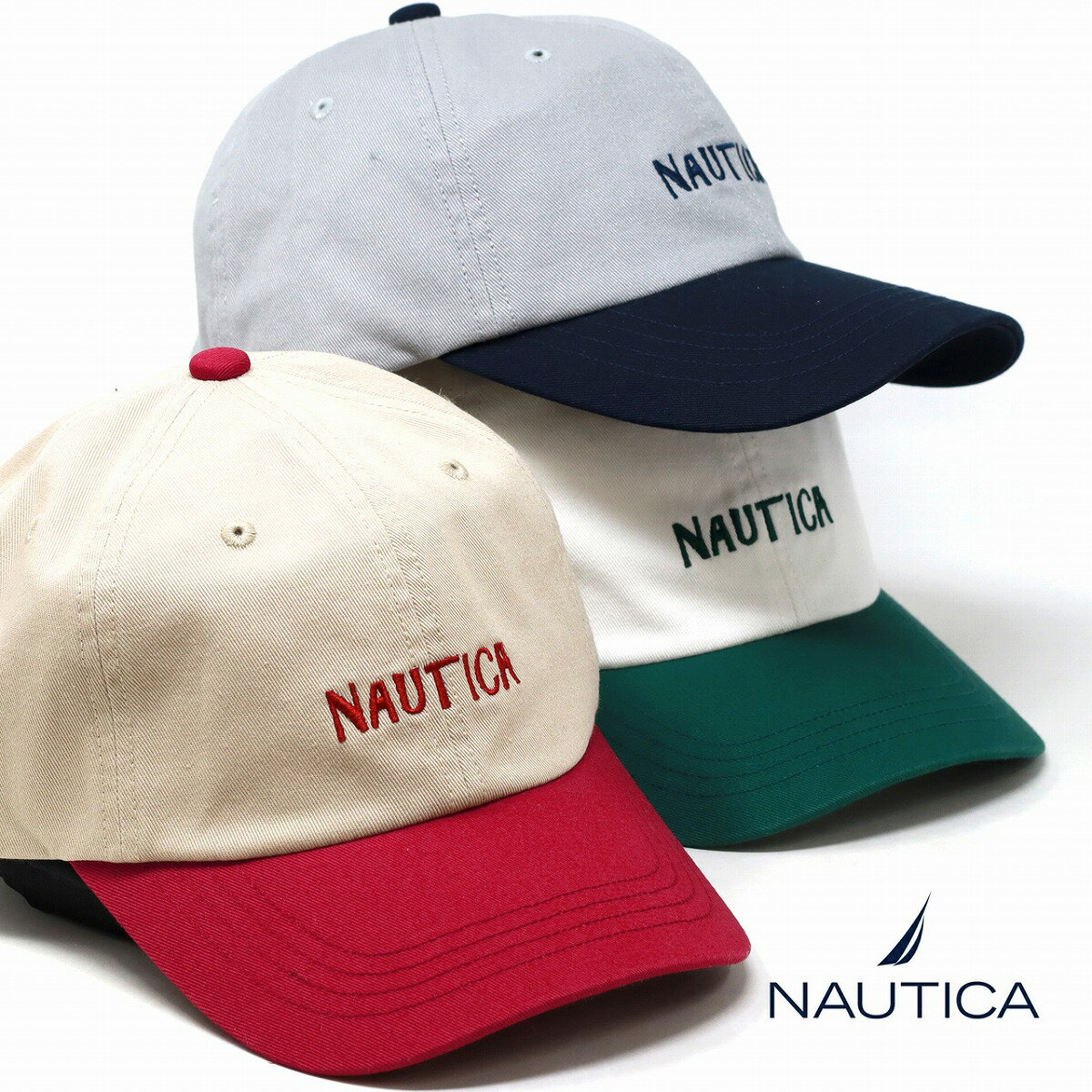 NAUTICA キャップ メンズ ノーティカ 帽子 レディース 2トーン ロゴキャップ レトロ 2TONE 6PANEL CAP ユニセックス 6パネルキャップ フリーサイズ 全3色 ギフト プレゼント 誕生日 ラッピング 包装無料 