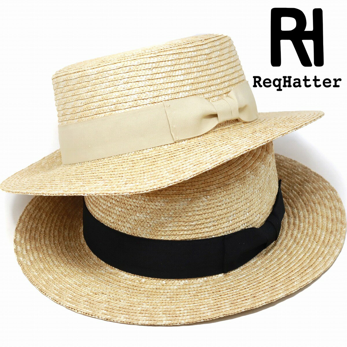 ＼期間限定クーポン利用で5%OFF／ カンカン帽 メンズ 麦わら帽子 春夏 ストローハット メンズ ReqHatter ハット メンズ カンカン帽 レディース レックハッター 帽子 紳士 ボーターハット リボン 全2色 30代 40代 50代 60代 ファッション 誕生日 父の日 ギフト [ straw