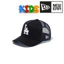 NEWERA キッズ キャップ ロゴ Youth 9FORTY A-Frame トラッカー ニューエラ ロサンゼルス・ドジャース 黒 白 ブラック × ホワイト...