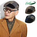 ハンチング パッチワーク メンズ クロコダイル 秋冬 crocodile 帽子 ハンチング帽子 暖かい ハンチングキャップ ハンチング帽 紳士 チェック柄 ツイ...