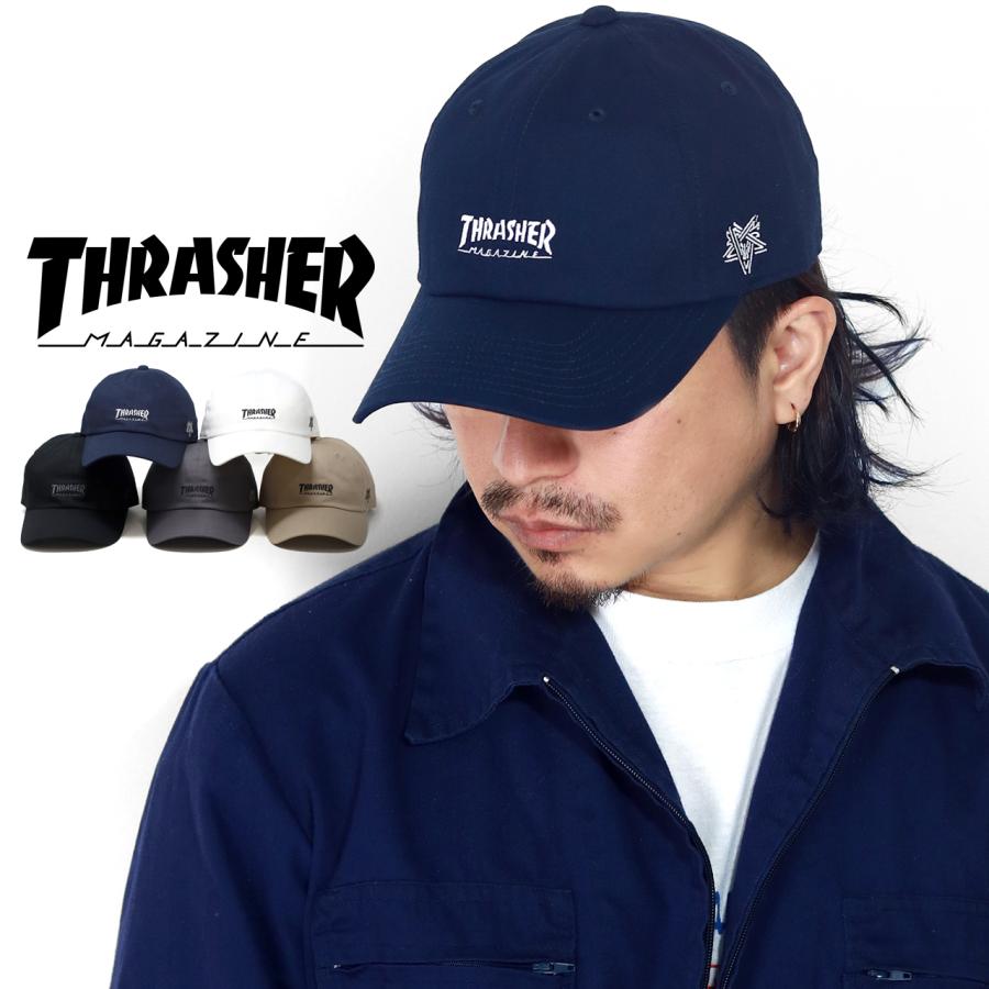 ＼今だけ！クーポン利用で15％OFF対象／ THRASHER キャップ メンズ ステッカー付き コットンキャップ スラッシャー キャップ レディース 帽子 サイズ調節可 ロゴキャップ ユニセックス 全5色 ギフト プレゼント 誕生日 ラッピング 包装無料 [ baseball cap