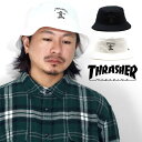 ＼告知◇クーポン利用で10%OFF／ バケットハット メンズ バケハ THRASHER バケットハット レディース ステッカー付き コットンハット メンズ スラッシャー 帽子 オールシーズン ユニセックス 全2色 ギフト プレゼント 誕生日 ラッピング 包装無料 メール便無料 [ bucket