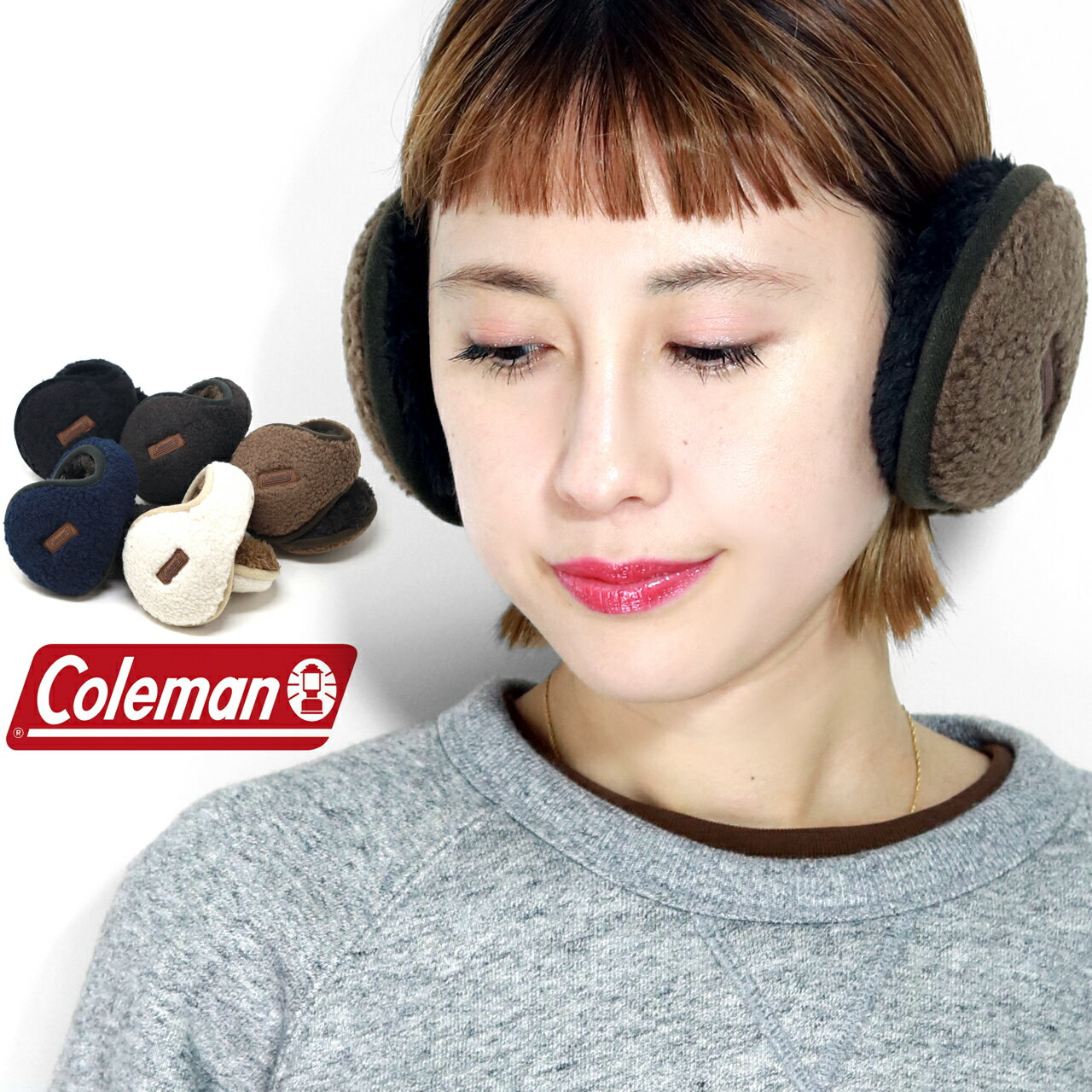 イヤーマフ 耳あて メンズ Coleman ユニセックス 吸湿発熱 バックアーム ボア ファー コールマン イヤ..