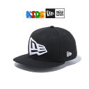 ニューエラ ビッグロゴ 帽子 キッズ キャップ 子ども 小学生 NEWERA Youth 9FIFTY フラッグロゴ ロゴキャップ フリーサイズ 黒 ブラック × ホワイト 子ども 誕生日 プレゼント 孫 ギフト 甥っ子 姪っ子 贈り物 ラッピング包装無料 