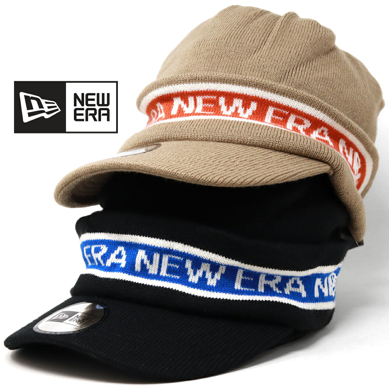 ニューエラ ニットキャップ ニット帽 レディース メンズ バイザーニット NEWERA Line knit cap つば付きニット帽 ライン 秋冬 ニットキャス フリーサイズ 誕生日 ギフト プレゼント ラッピング無料 メール便無料 [ knit cap ]のサムネイル