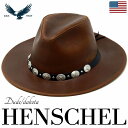 ハット レザー カウボーイハット 牛革 ヘンシェル アメリカ HENSCHEL ウエスタンハット メンズ 本革 帽子 高級品 カウレザー テンガロンハット ダー...
